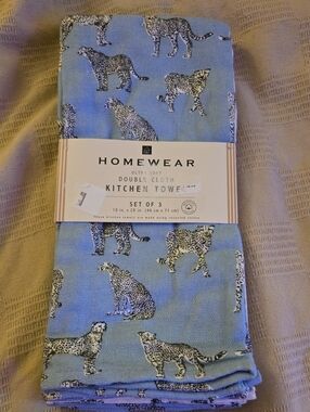 Cheetah-Print Double Cloth Kitchen Towels - Set of 3